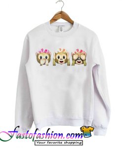 Flower Crown Monkey Emoji Sweatshirt