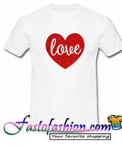 Love Sparkly Red Heart T Shirt