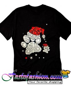 Dog Paw Christmas Printed T Shirt