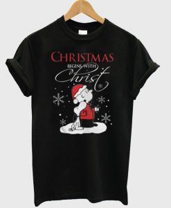 Snoopy and Charlie Brown christmas begins with christmas T shirt SU