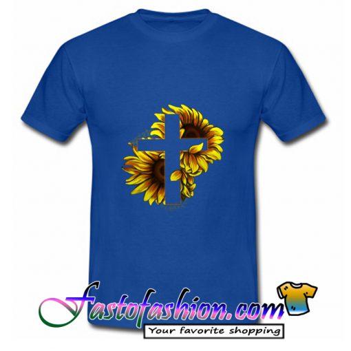 Sunflower Christian Cross T Shirt_SM2