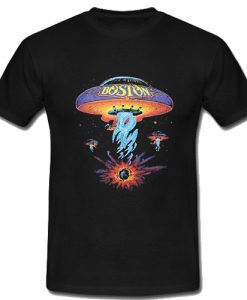 Boston Rock Band Classic Spaceship Distressed T Shirt SU