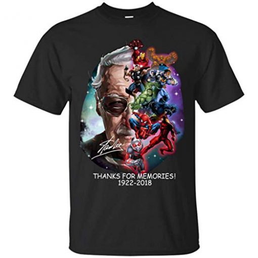 Stan Lee and Marvel Super Heroes thanks for memories 1922-2018 T shirt SU