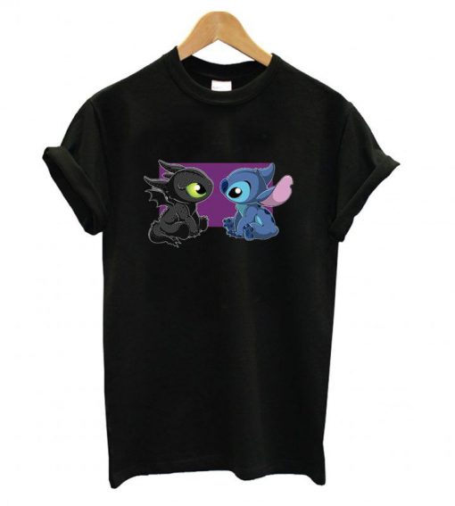 Baby Toothless Dragon and Stitch fashionable T shirt