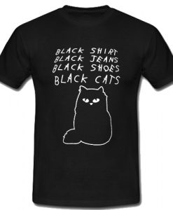 Black Shirt Jeans Shoes Cats T Shirt SU