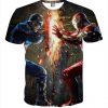 The Avengers Iron Man Fighting Captain America Print T-Shirt