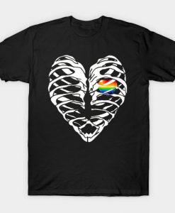 Rainbow Heart Ribcage TShirt