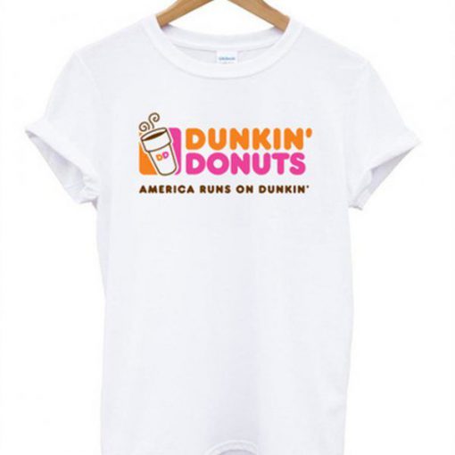 dunkin donuts america runs on dunkin tshirt ZNF08