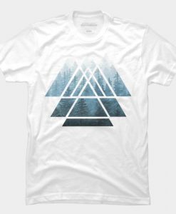 Sacred Geometry Triangles - Misty Forest T Shirt SS