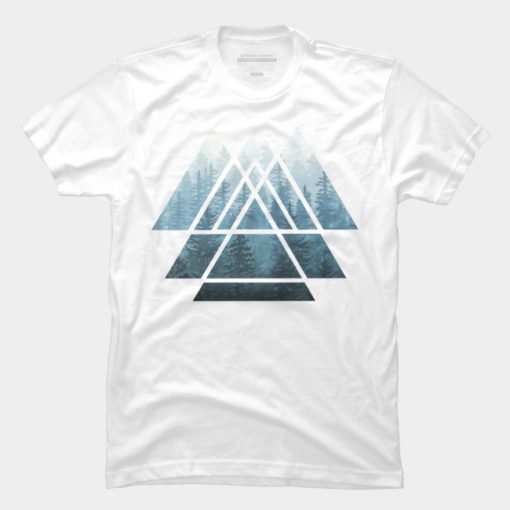 Sacred Geometry Triangles - Misty Forest T Shirt SS