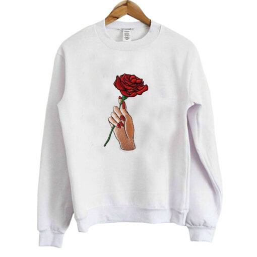 rose hand sweatshirt