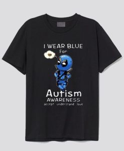 I Wear Blue For Autism Awareness Chibi Marvel Deadpool T Shirt SS