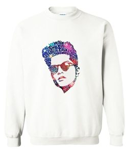 Bruno Mars Face Typography Lyric Famous American Singer Sweatshirt SS
