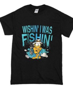 Wishin’ I Was Fishin’ Vintage 70s Garfield Fishing T-Shirt SS