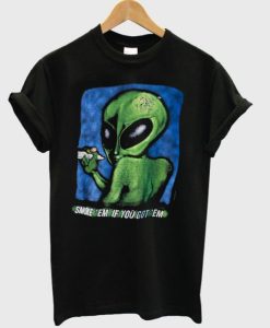 90s Distressed Smoking Alien Grunge T shirt SS