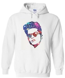 Bruno Mars Face Typography Lyric Famous American Singer Hoodie SS