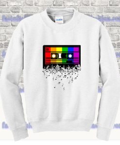 LGBT Gay Pride Rainbow Flag Music Note Cassette Sweatshirt SS