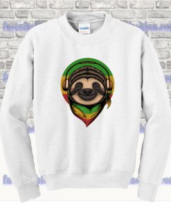 Sloth Rasta a Wearing Headphones Sweatshirt SS