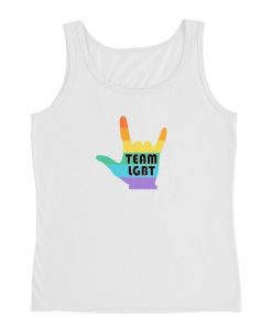 team LGBT rainbow love hand sign tank top SS