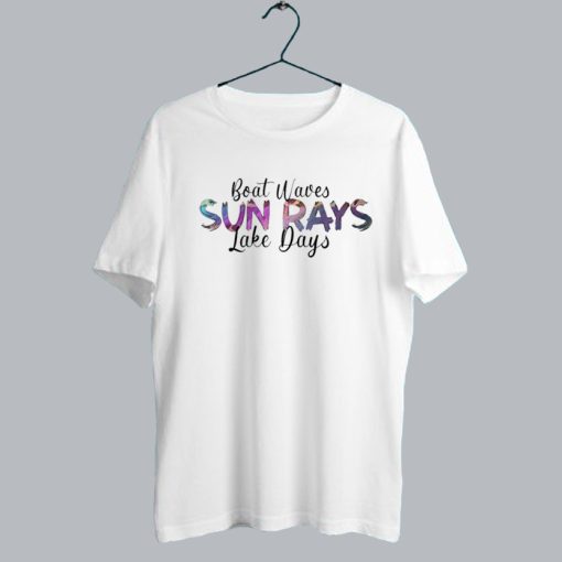 Boat Waves Sun Rays Lake Days T Shirt SS