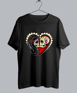 Ashes Dia de los Muertos Couple Day of the Dead Sugar Skull Lovers T-Shirt SS