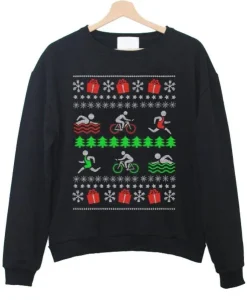triathlon christmas sweater sweatshirt SS