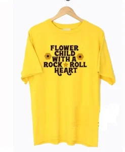 Flower child with a rock and roll Heart T Shirt SS
