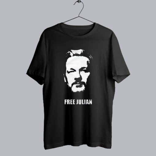 Free Julian Assange Print Wikileaks T Shirt SS