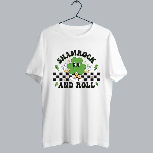Shamrock And Roll Retro St Patricks Day T Shirt SS