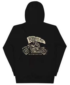 Born To Ride Skeleton Motorcycle Hoodie Back SS