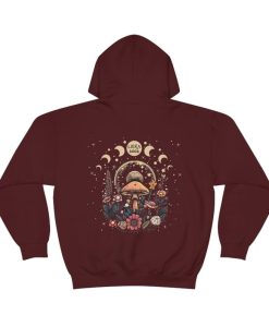 Witchy Mushroom Moon Phases Wildflower Hoodie Back SS