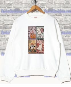 Ghost Tarot Card Retro Halloween Sweatshirt SS