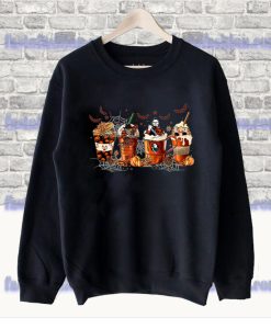 Skeleton Coffee Cups Halloween Sweatshirt SS